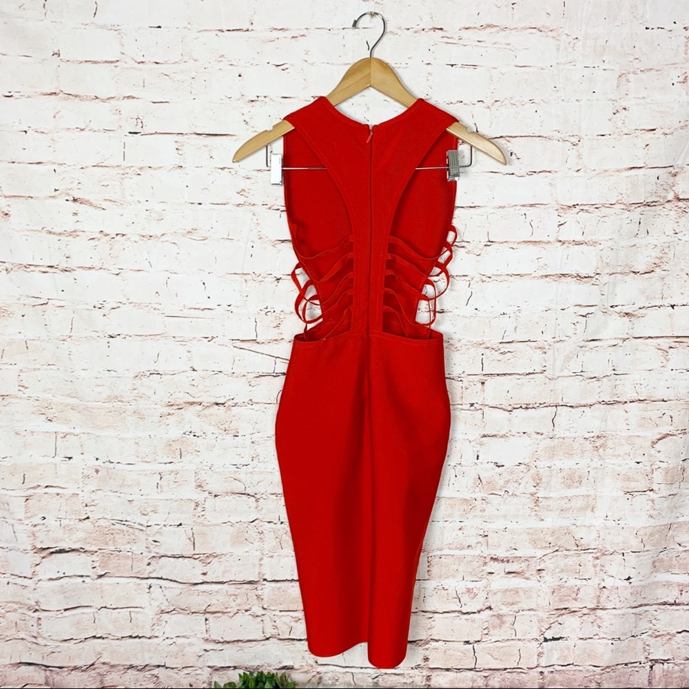 Miss Circle Red Daya Cutout Bandage Dress Small - Picture 8 of 11